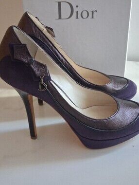 Dior Plum Suede Platform Stiletto Pumps